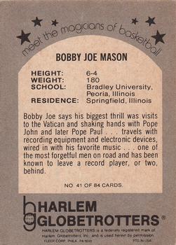 1971 Fleer Harlem Globetrotters #41 Bobby Joe Mason Back