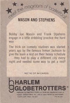 1971 Fleer Harlem Globetrotters #42 Bobby Joe Mason / Frank Stephens Back