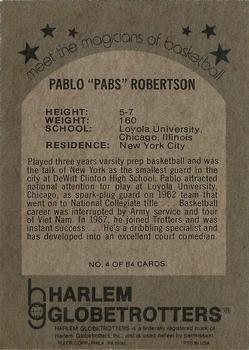 1971 Fleer Harlem Globetrotters #4 Pablo Robertson Back