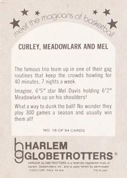 1971 Fleer Harlem Globetrotters #18 Curly, Meadowlark and Mel Back