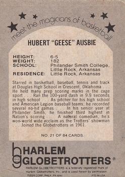 1971 Fleer Harlem Globetrotters #21 Geese Ausbie Back
