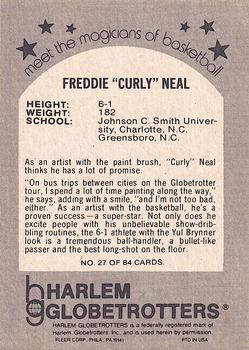 1971 Fleer Harlem Globetrotters #27 Curly Neal Back