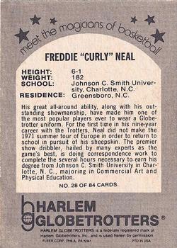 1971 Fleer Harlem Globetrotters #28 Curly Neal Back