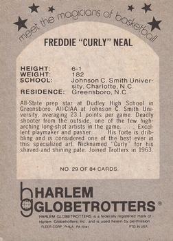 1971 Fleer Harlem Globetrotters #29 Curly Neal Back