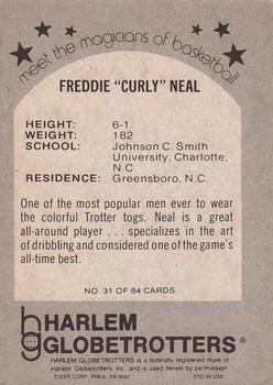 1971 Fleer Harlem Globetrotters #31 Curly Neal Back
