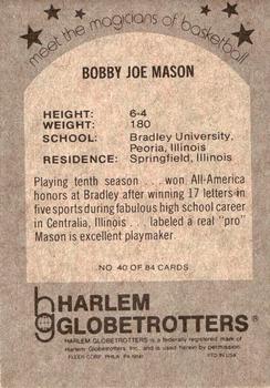 1971 Fleer Harlem Globetrotters #40 Bobby Joe Mason Back