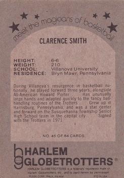 1971 Fleer Harlem Globetrotters #45 Clarence Smith Back