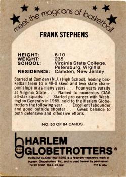 1971 Fleer Harlem Globetrotters #50 Frank Stephens Back