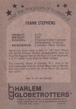 1971 Fleer Harlem Globetrotters #51 Frank Stephens Back