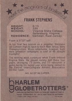 1971 Fleer Harlem Globetrotters #52 Frank Stephens Back