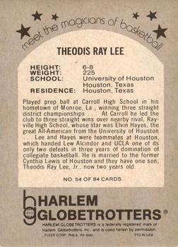 1971 Fleer Harlem Globetrotters #54 Theodis Ray Lee Back