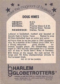1971 Fleer Harlem Globetrotters #57 Doug Hines Back