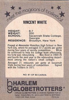 1971 Fleer Harlem Globetrotters #61 Vincent White Back