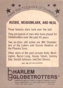 1971 Fleer Harlem Globetrotters #66 Ausbie, Meadowlark, and Neal Back