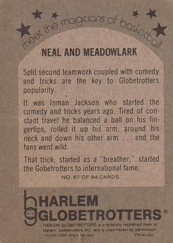 1971 Fleer Harlem Globetrotters #67 Curly Neal / Meadowlark Lemon Back