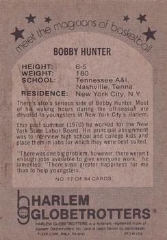 1971 Fleer Harlem Globetrotters #77 Bobby Hunter Back
