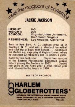 1971 Fleer Harlem Globetrotters #78 Jackie Jackson Back