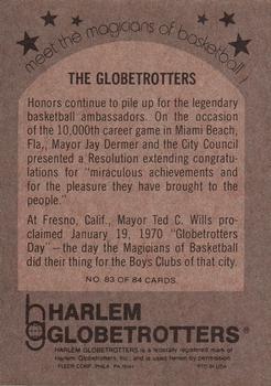1971 Fleer Harlem Globetrotters #83 The Globetrotters Back