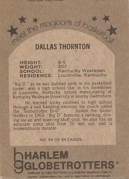 1971 Fleer Harlem Globetrotters #84 Dallas Thornton Back
