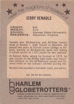 1971 Fleer Harlem Globetrotters #56 Jerry Venable Back