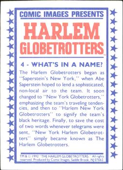 1992 Comic Images Harlem Globetrotters #4 What's in a Name? Back