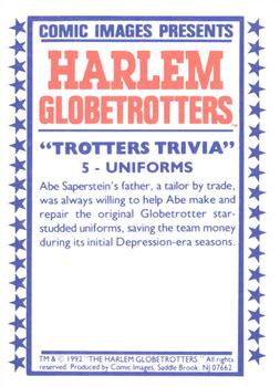 1992 Comic Images Harlem Globetrotters #5 Uniforms Back