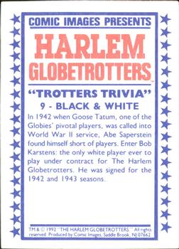 1992 Comic Images Harlem Globetrotters #9 Black and White Back