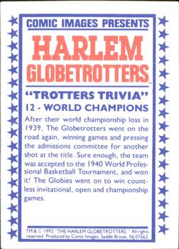 1992 Comic Images Harlem Globetrotters #12 World Champions Back