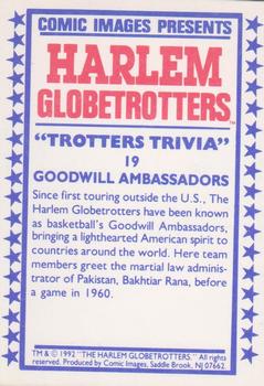 1992 Comic Images Harlem Globetrotters #19 Goodwill Ambassadors Back