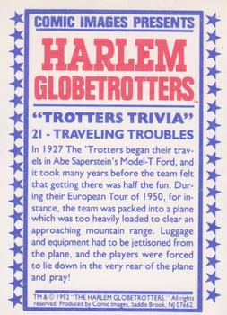 1992 Comic Images Harlem Globetrotters #21 Traveling Troubles Back