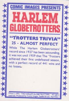 1992 Comic Images Harlem Globetrotters #25 Almost Perfect Back