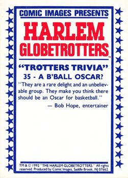 1992 Comic Images Harlem Globetrotters #35 A B'Ball Oscar? Back