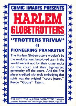 1992 Comic Images Harlem Globetrotters #41 Pioneering Prankster Back