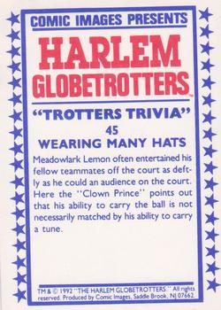 1992 Comic Images Harlem Globetrotters #45 Wearing Many Hats Back