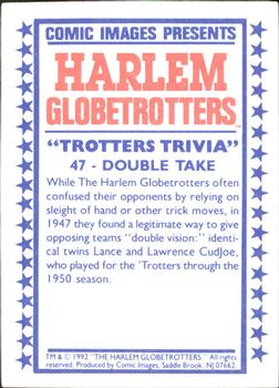 1992 Comic Images Harlem Globetrotters #47 Double Take Back
