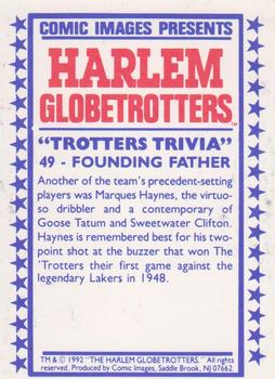 1992 Comic Images Harlem Globetrotters #49 Founding Father Back
