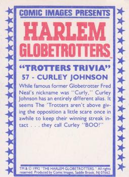 1992 Comic Images Harlem Globetrotters #57 Curley Johnson Back