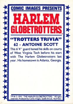 1992 Comic Images Harlem Globetrotters #62 Antoine Scott Back