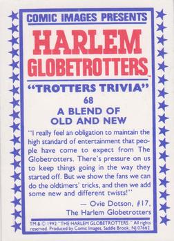 1992 Comic Images Harlem Globetrotters #68 A Blend of Old and New Back