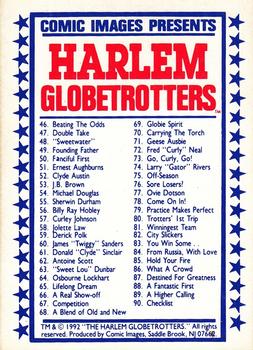 1992 Comic Images Harlem Globetrotters #90 Checklist Back