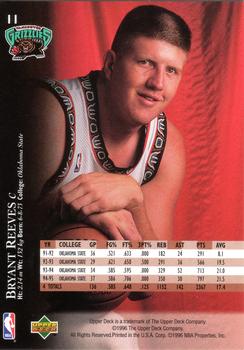 1996 Upper Deck Kellogg's German #11 Bryant Reeves Back