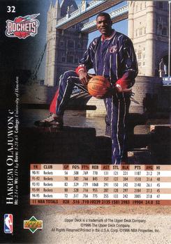 1996 Upper Deck Kellogg's German #32 Hakeem Olajuwon Back