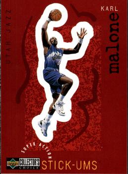 1997-98 Collector's Choice European - Super Action Stick 'Ums #S27 Karl Malone Front