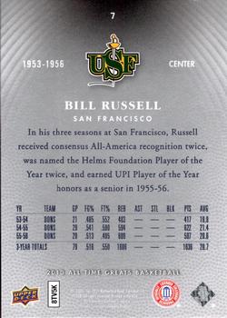 2013 Upper Deck All Time Greats #7 Bill Russell Back