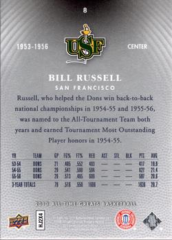 2013 Upper Deck All Time Greats #8 Bill Russell Back