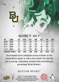 2012-13 SP Authentic #34 Quincy Acy Back