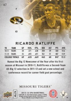 2012-13 SP Authentic #47 Ricardo Ratliffe Back