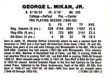 1981 TCMA #3 George Mikan Back