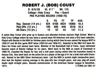 1981 TCMA #41 Bob Cousy Back