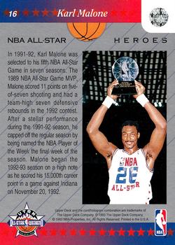 1992-93 Upper Deck NBA All-Stars #16 Karl Malone Back